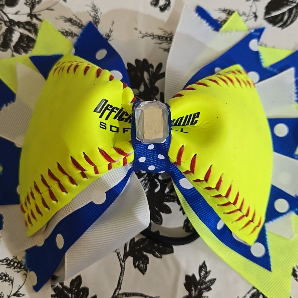 Softball bow ponytail b121